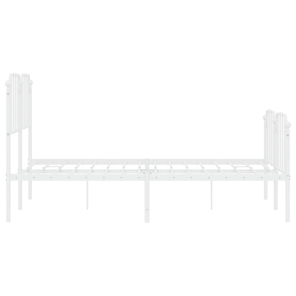 Metal Bed Frame without Mattress with Footboard White 140x200cm