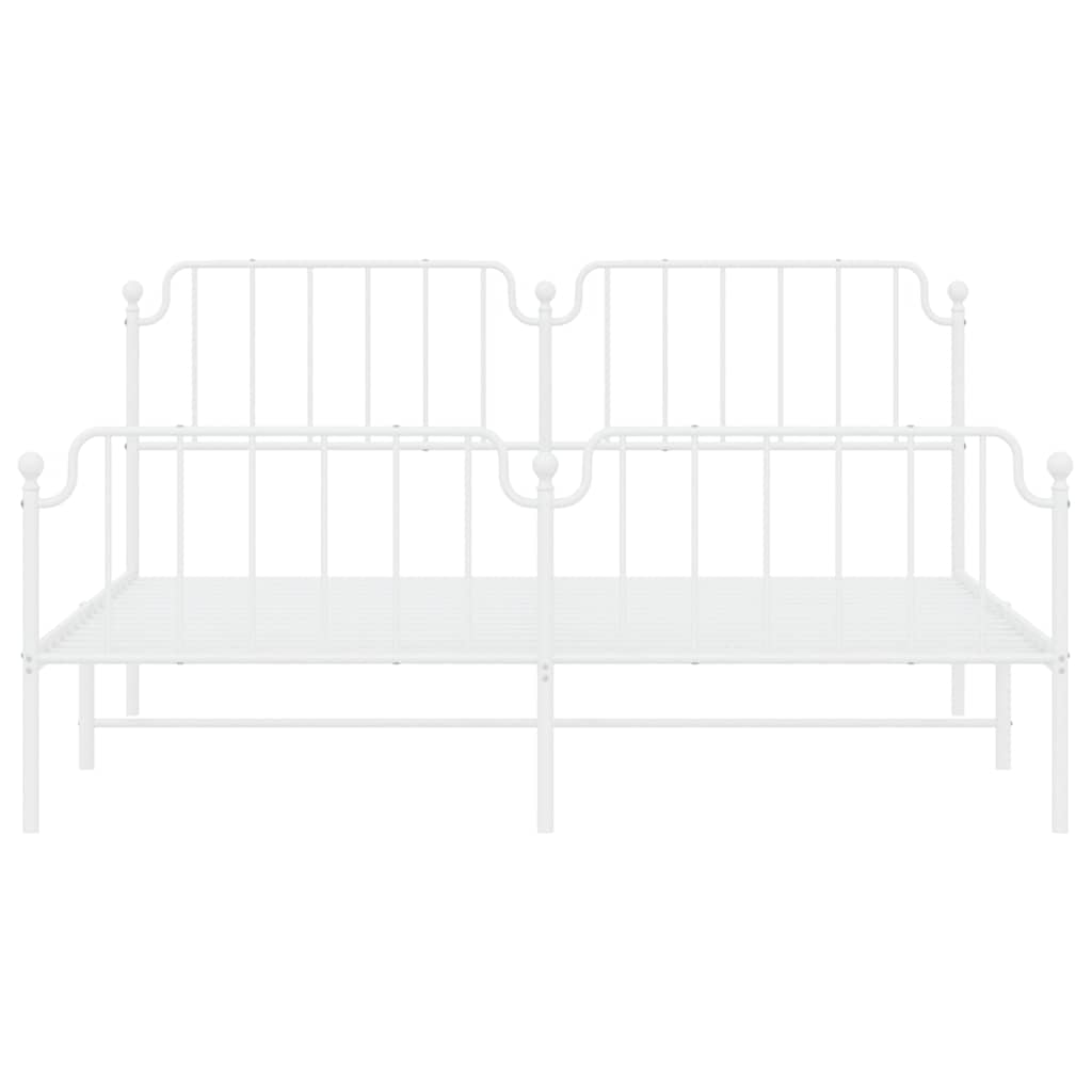 Metal Bed Frame without Mattress with Footboard White 183x213cm