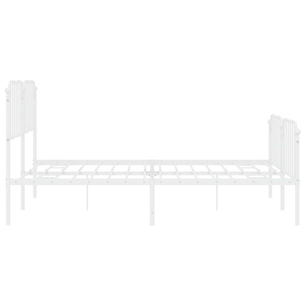 Metal Bed Frame without Mattress with Footboard White 183x213cm