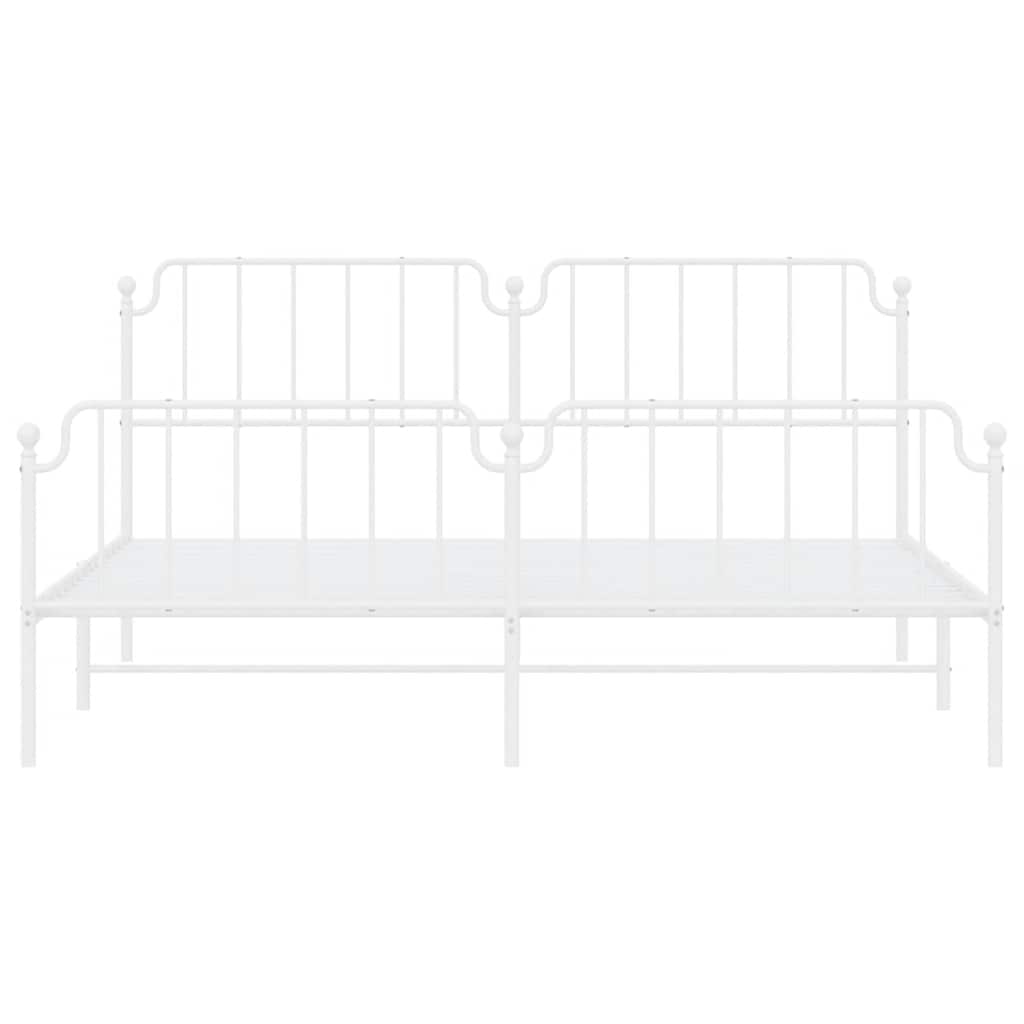 Metal Bed Frame without Mattress with Footboard White 193x203cm