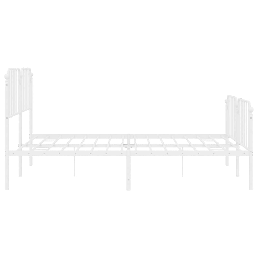 Metal Bed Frame without Mattress with Footboard White 193x203cm