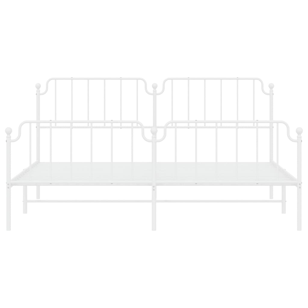 Metal Bed Frame without Mattress with Footboard White 200x200cm