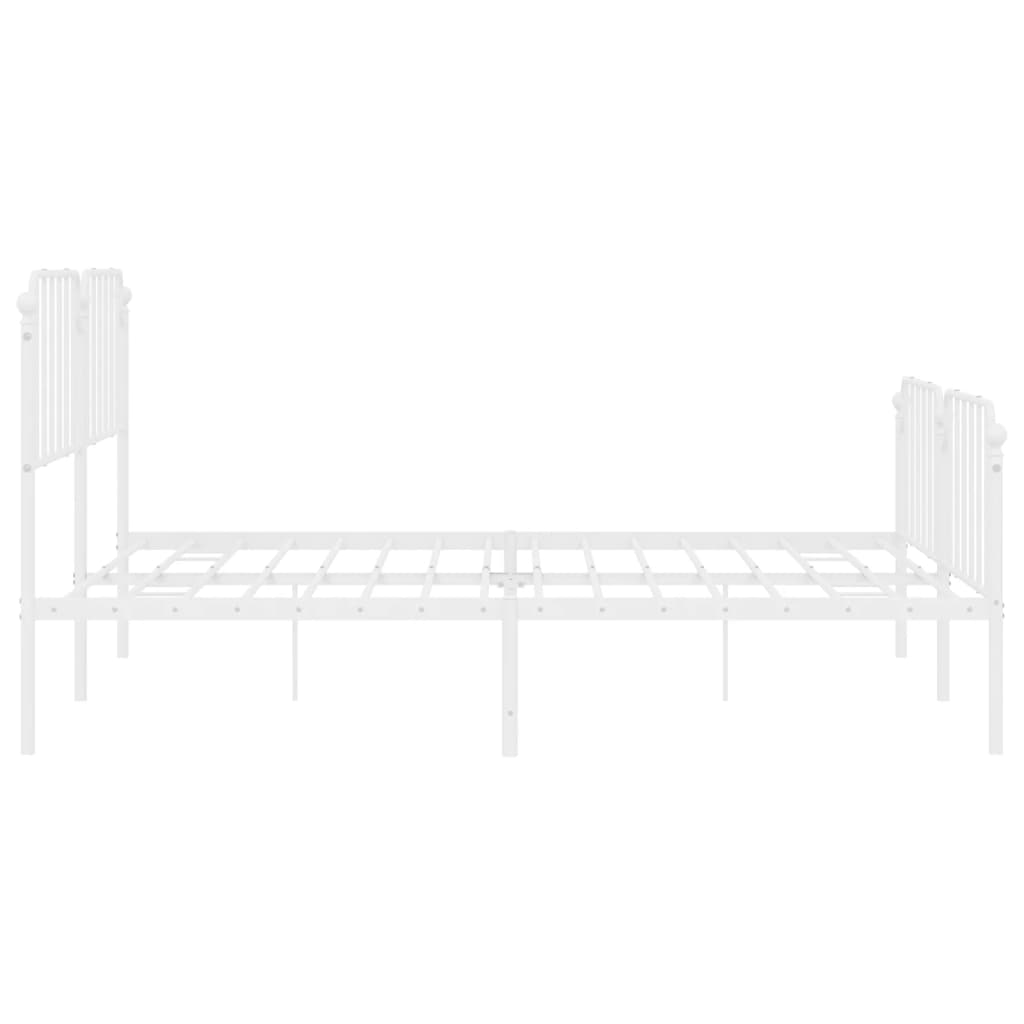 Metal Bed Frame without Mattress with Footboard White 200x200cm