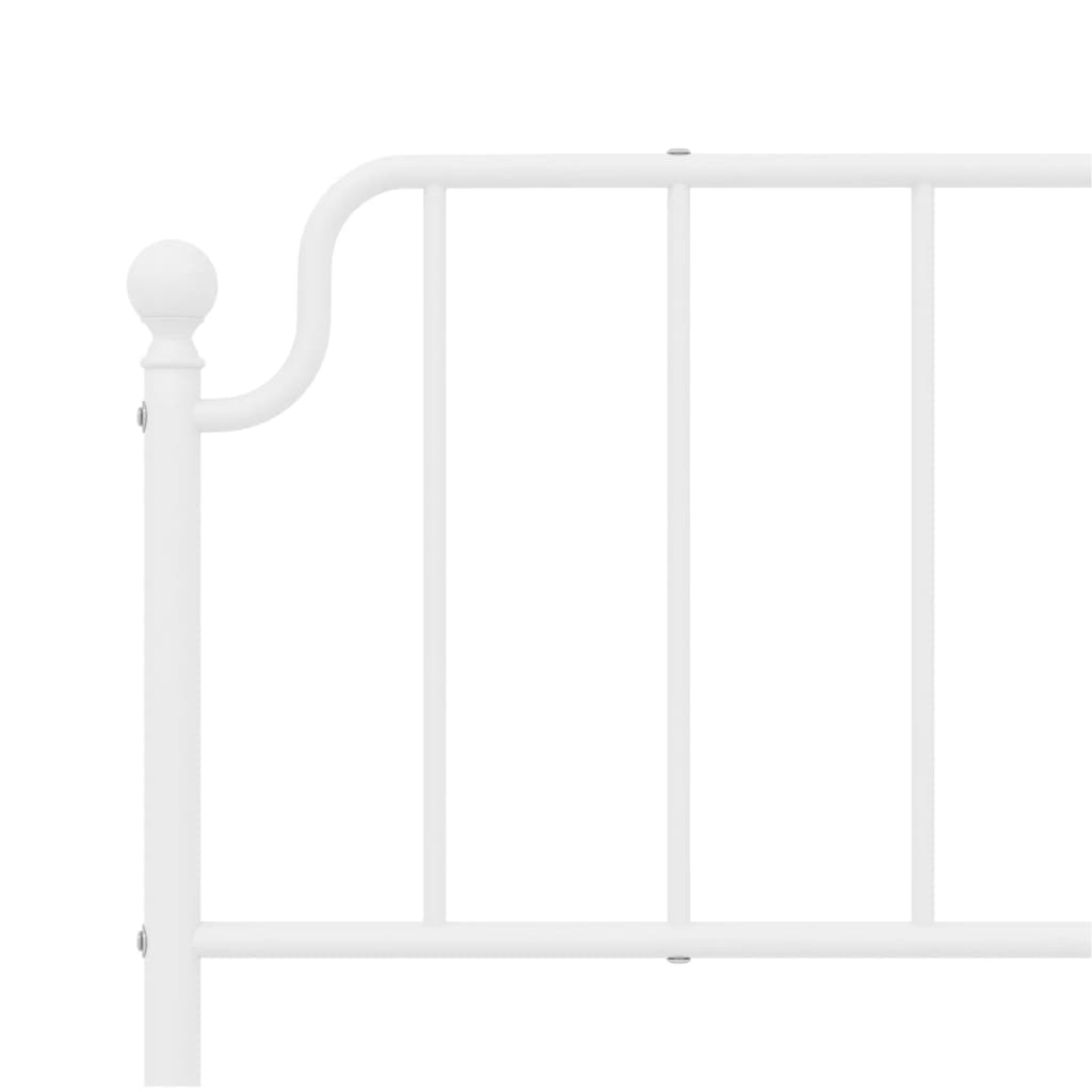 Metal Bed Frame without Mattress with Footboard White 200x200cm
