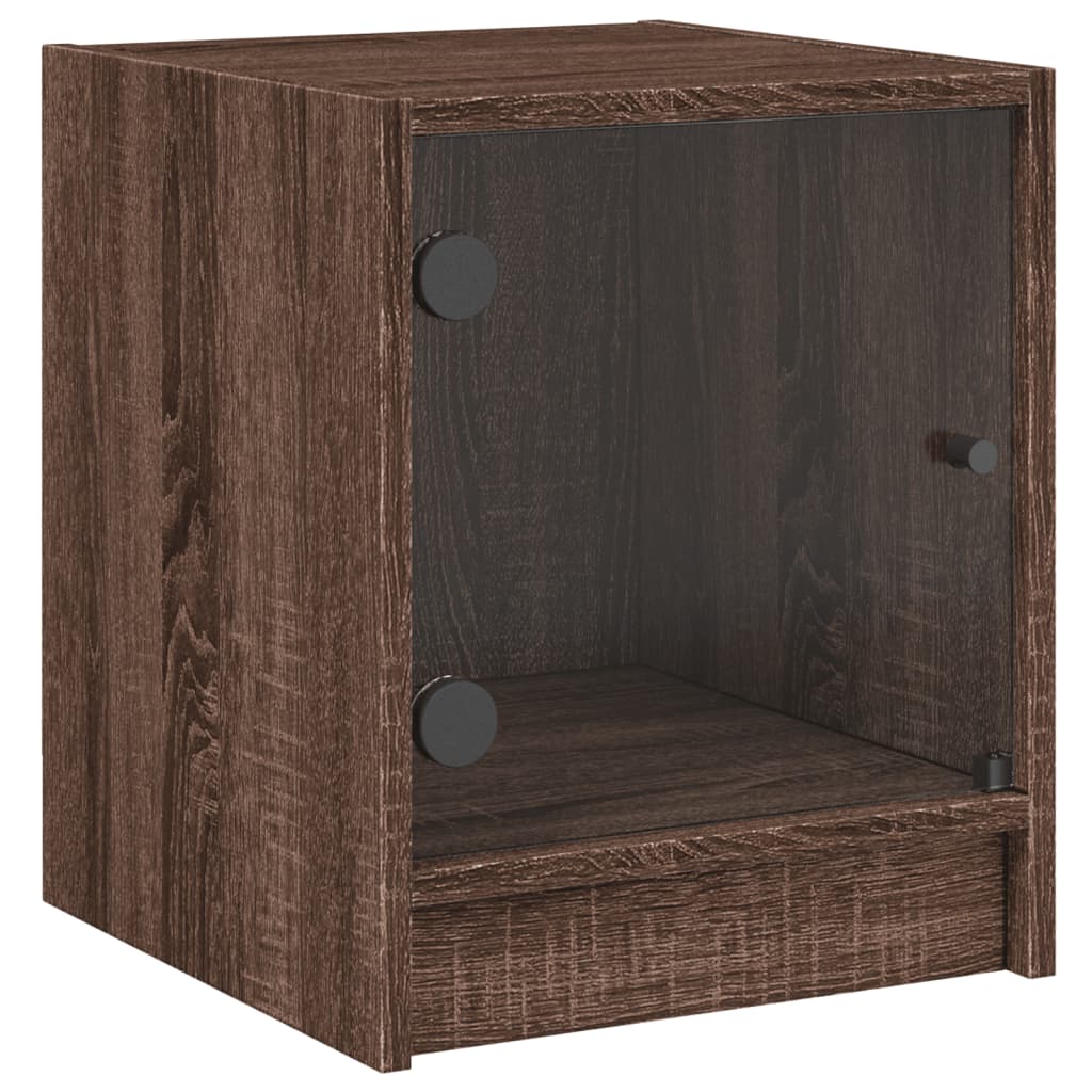 Bedside Cabinet with Glass Door Brown Oak 35x37x42 cm