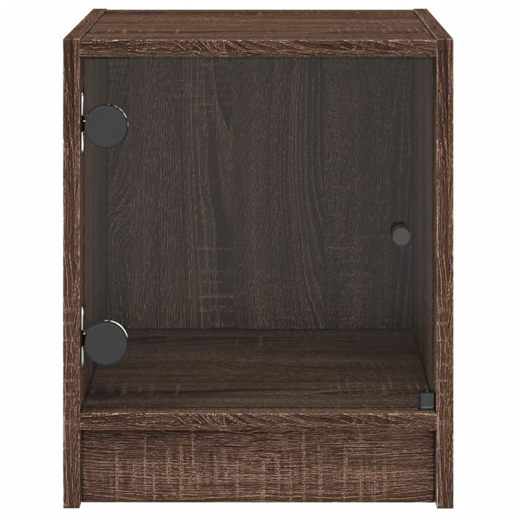 Bedside Cabinet with Glass Door Brown Oak 35x37x42 cm