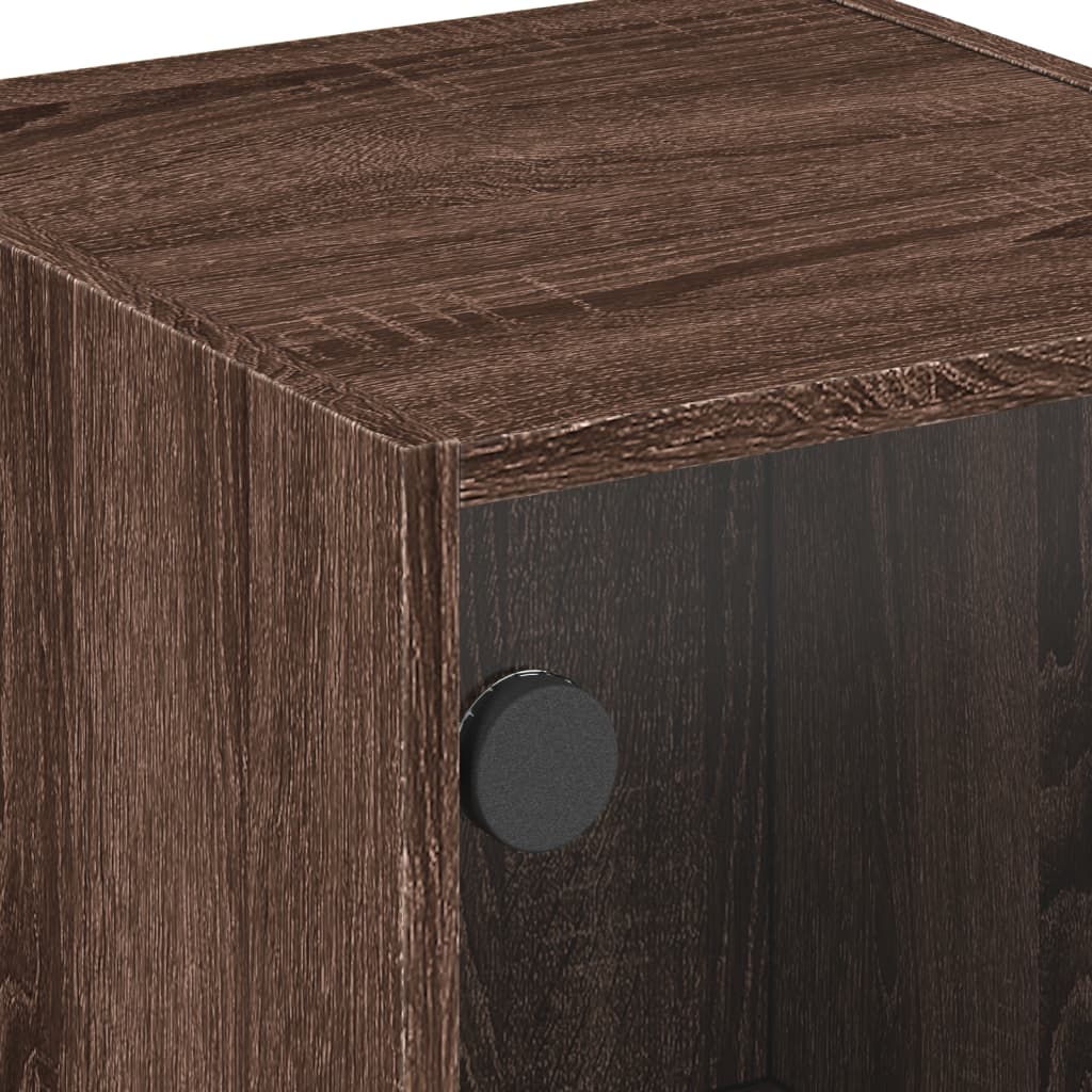 Bedside Cabinet with Glass Door Brown Oak 35x37x42 cm