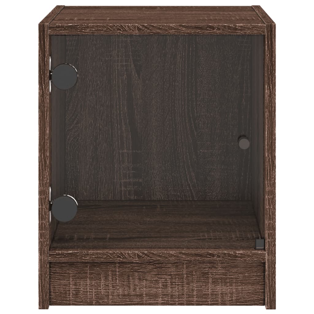Bedside Cabinets with Glass Doors 2 pcs Brown Oak 35x37x42 cm