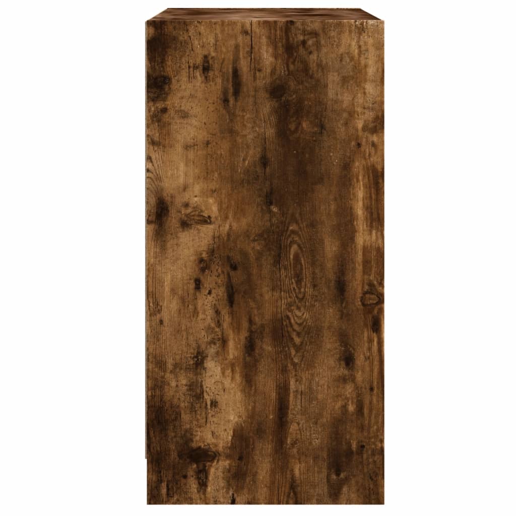 Side Cabinet with Glass Doors Smoked Oak 68x37x75.5 cm