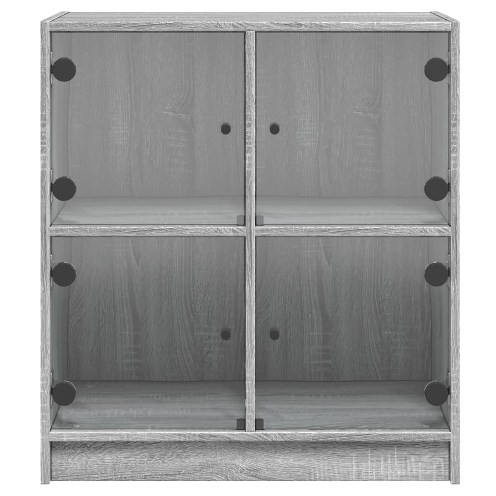 Side Cabinet with Glass Doors Grey Sonoma 68x37x75.5 cm