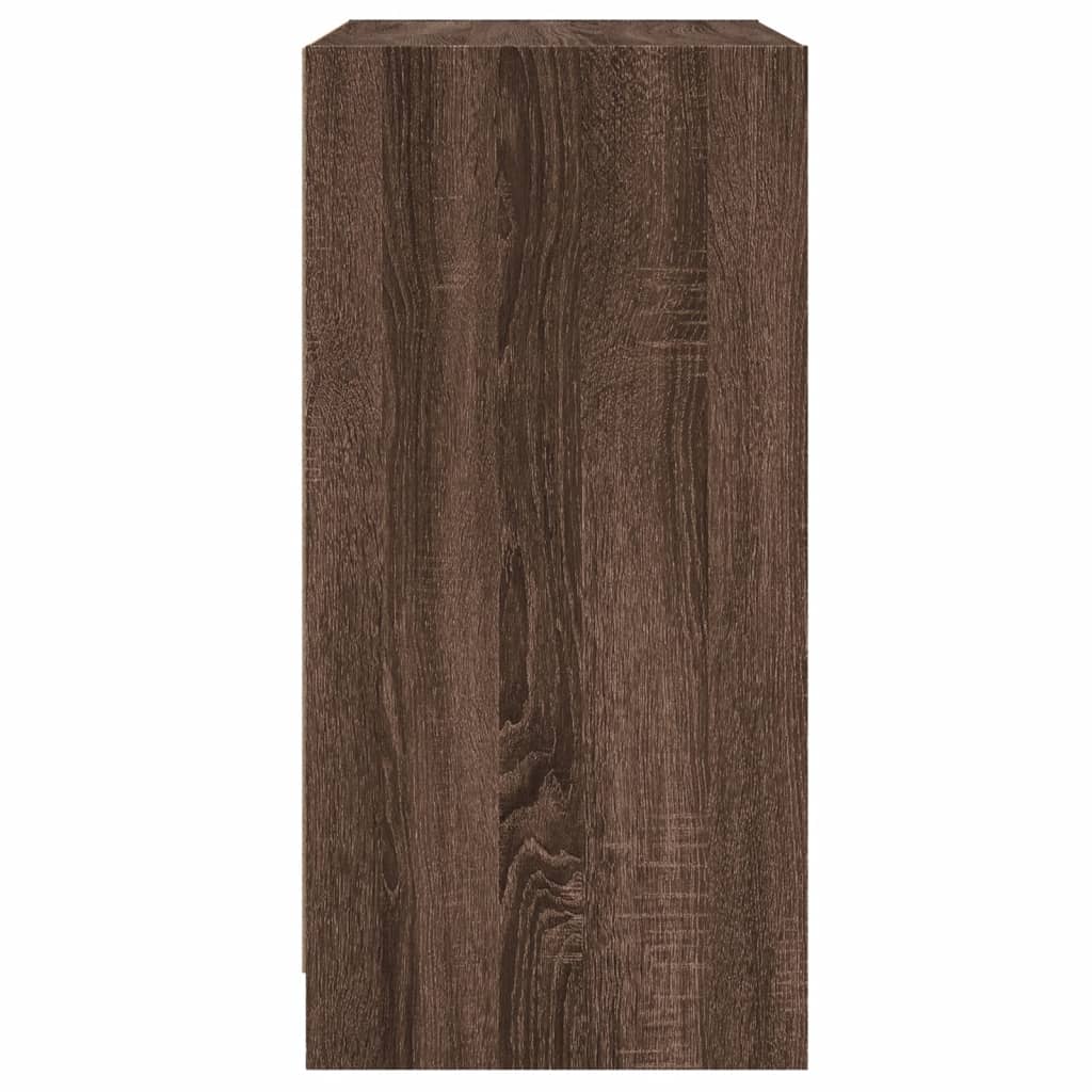 Side Cabinet with Glass Doors Brown Oak 68x37x75.5 cm