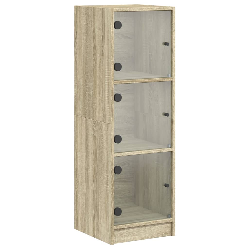 Highboard with Glass Doors Sonoma Oak 35x37x109 cm