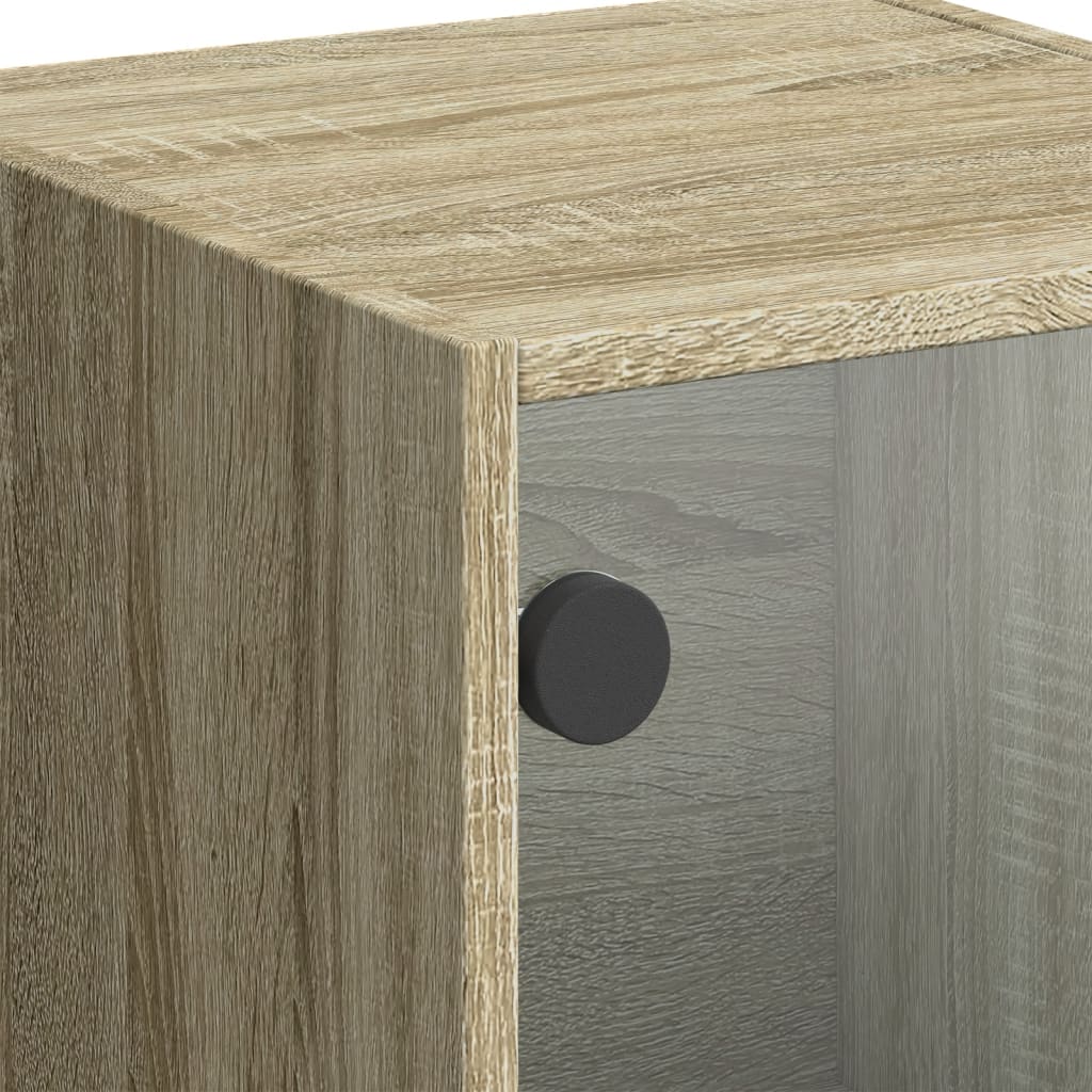 Highboard with Glass Doors Sonoma Oak 35x37x109 cm