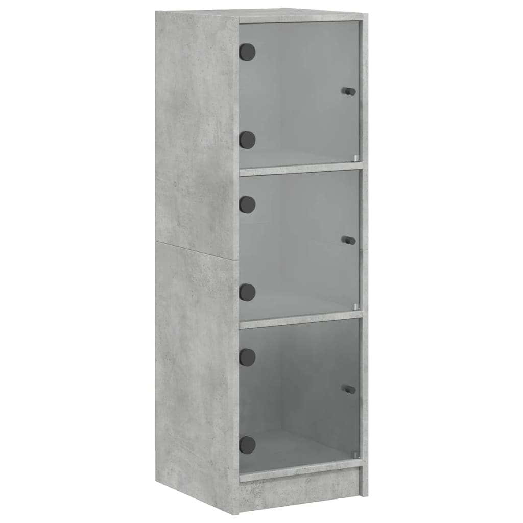 Highboard with Glass Doors Concrete Grey 35x37x109 cm