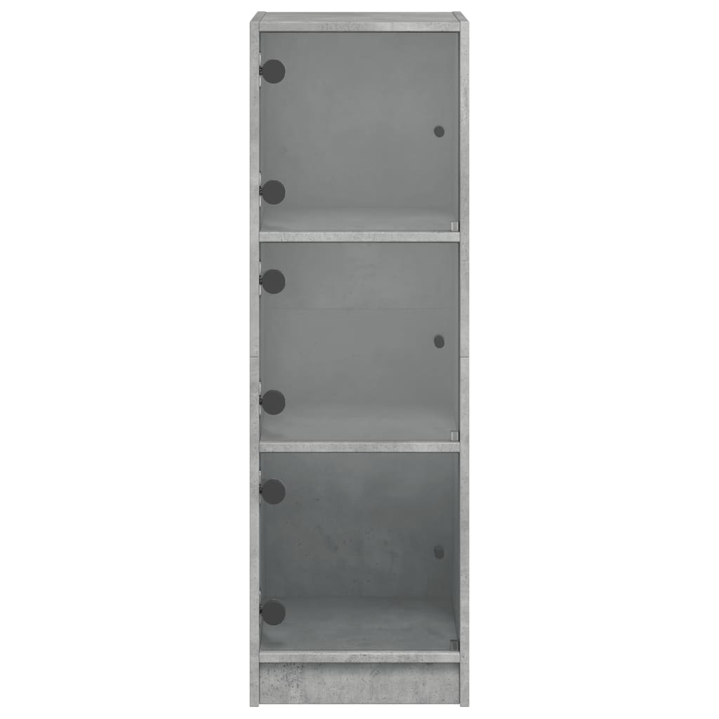 Highboard with Glass Doors Concrete Grey 35x37x109 cm