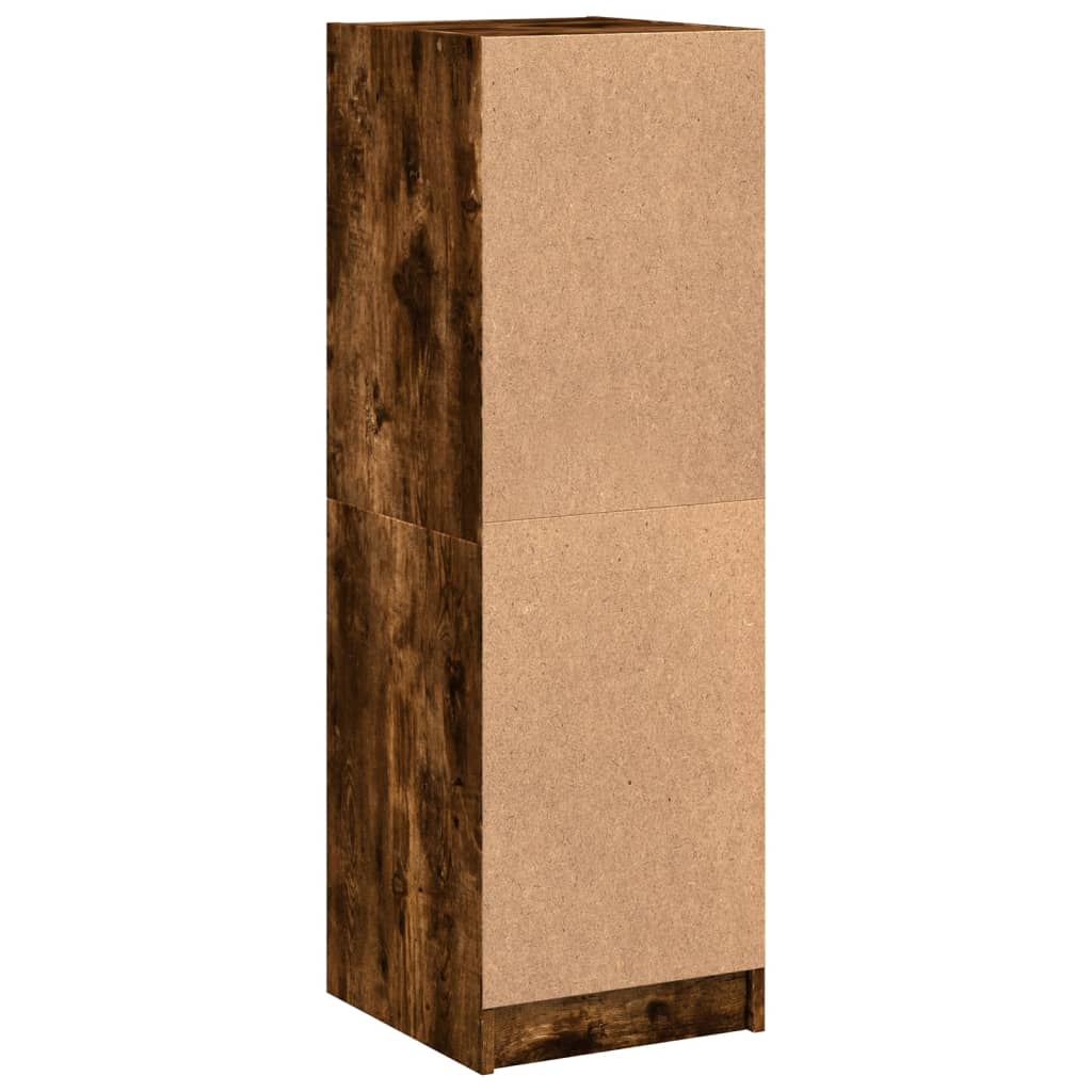 Highboard with Glass Doors Smoked Oak 35x37x109 cm