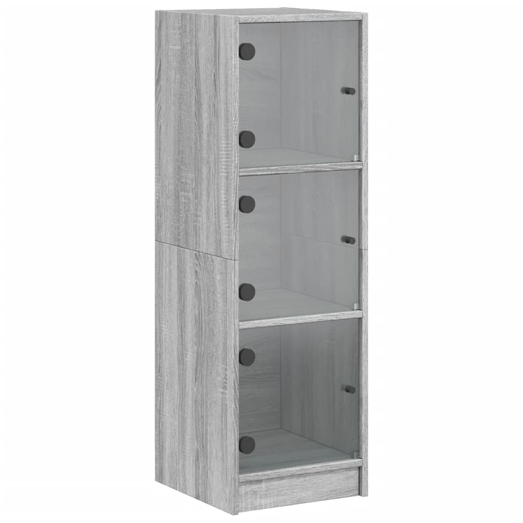 Highboard with Glass Doors Grey Sonoma 35x37x109 cm
