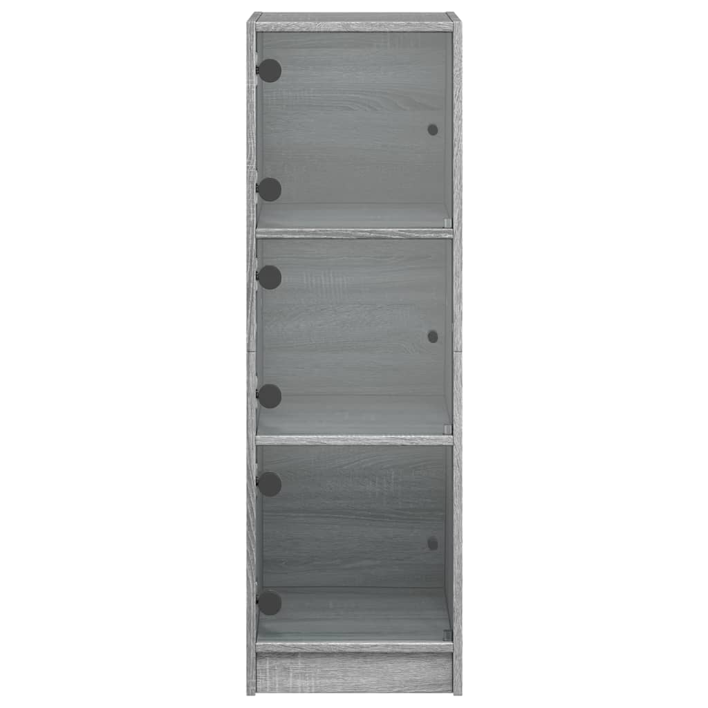 Highboard with Glass Doors Grey Sonoma 35x37x109 cm