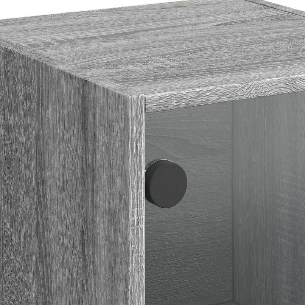 Highboard with Glass Doors Grey Sonoma 35x37x109 cm