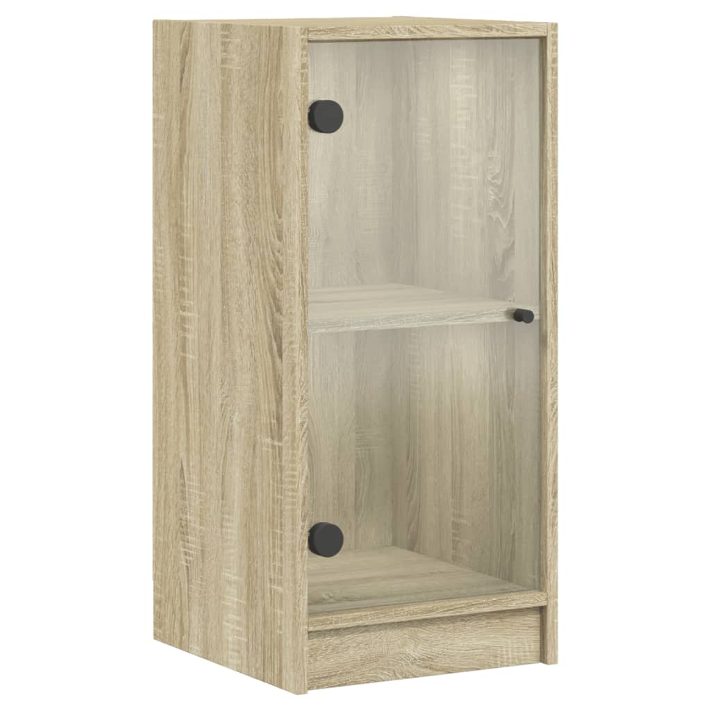 Side Cabinet with Glass Doors Sonoma Oak 35x37x75.5 cm