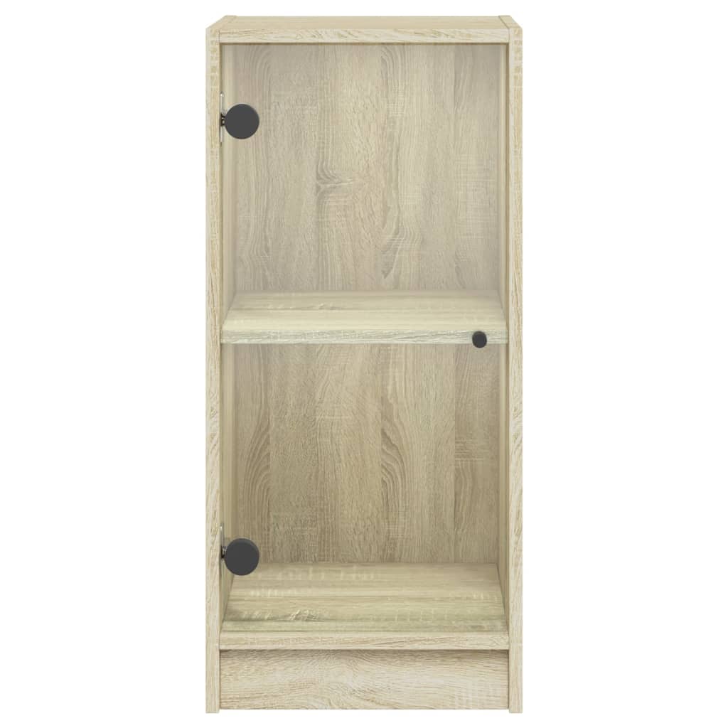 Side Cabinet with Glass Doors Sonoma Oak 35x37x75.5 cm