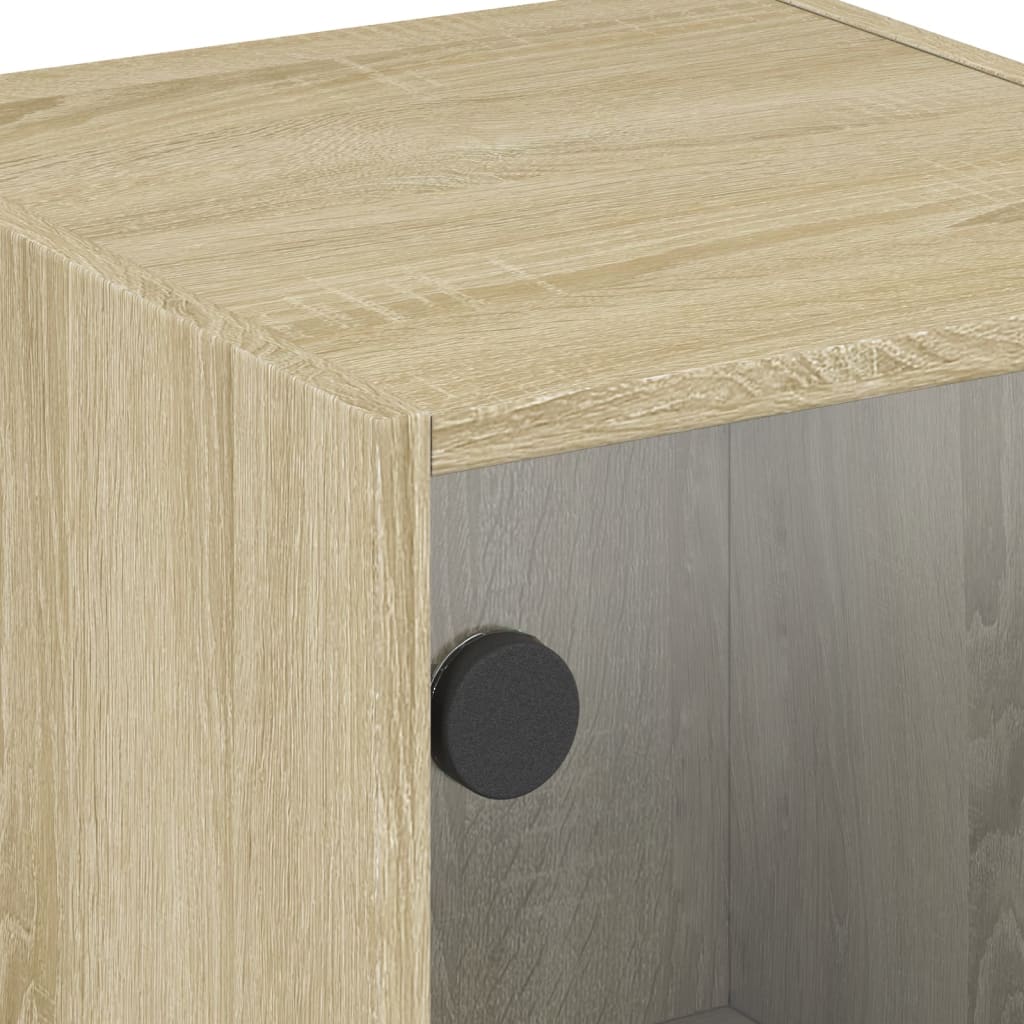 Side Cabinet with Glass Doors Sonoma Oak 35x37x75.5 cm