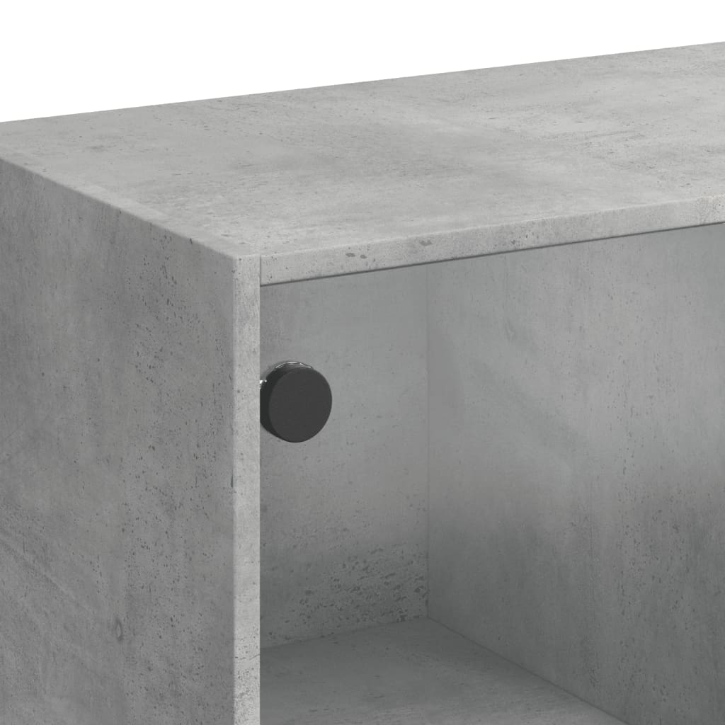 Side Cabinet with Glass Doors Concrete Grey 68x37x75.5 cm
