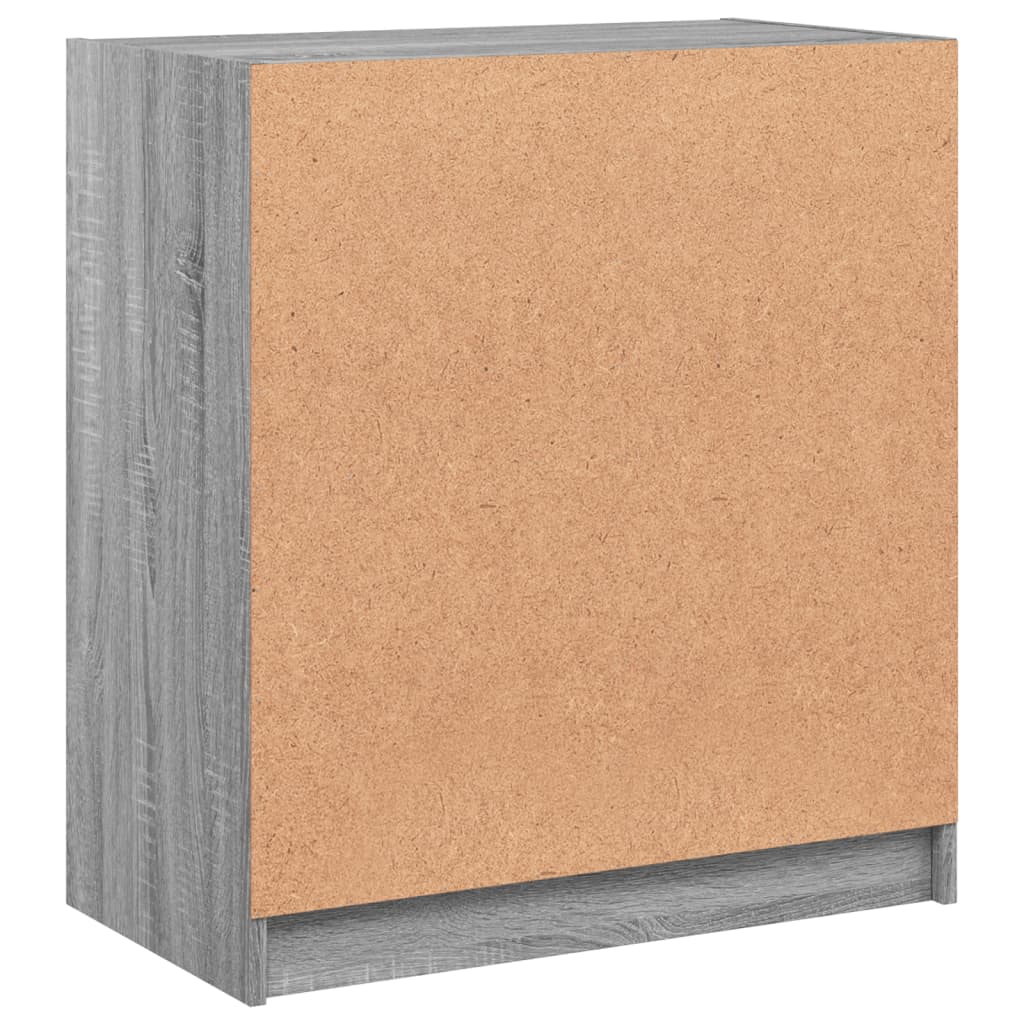Side Cabinet with Glass Doors Grey Sonoma 68x37x75.5 cm