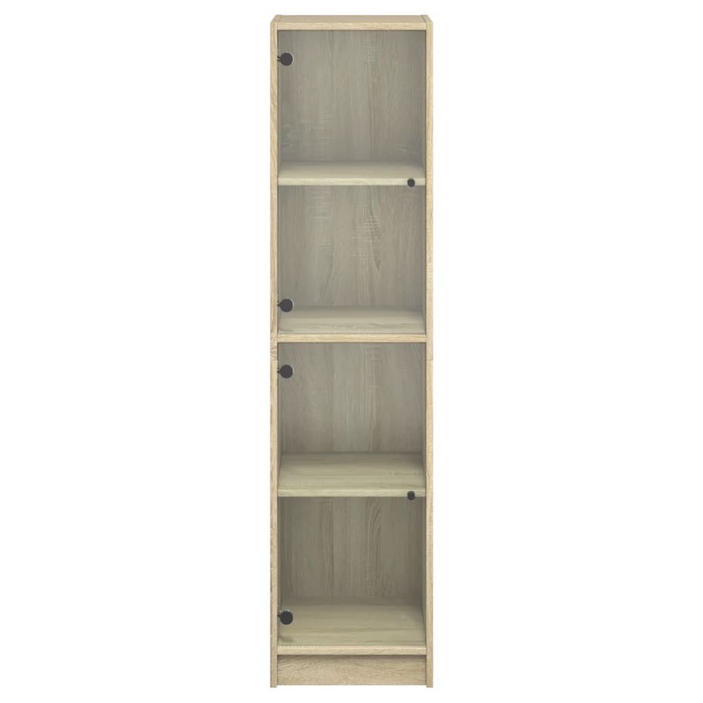 Highboard with Glass Doors Sonoma Oak 35x37x142 cm