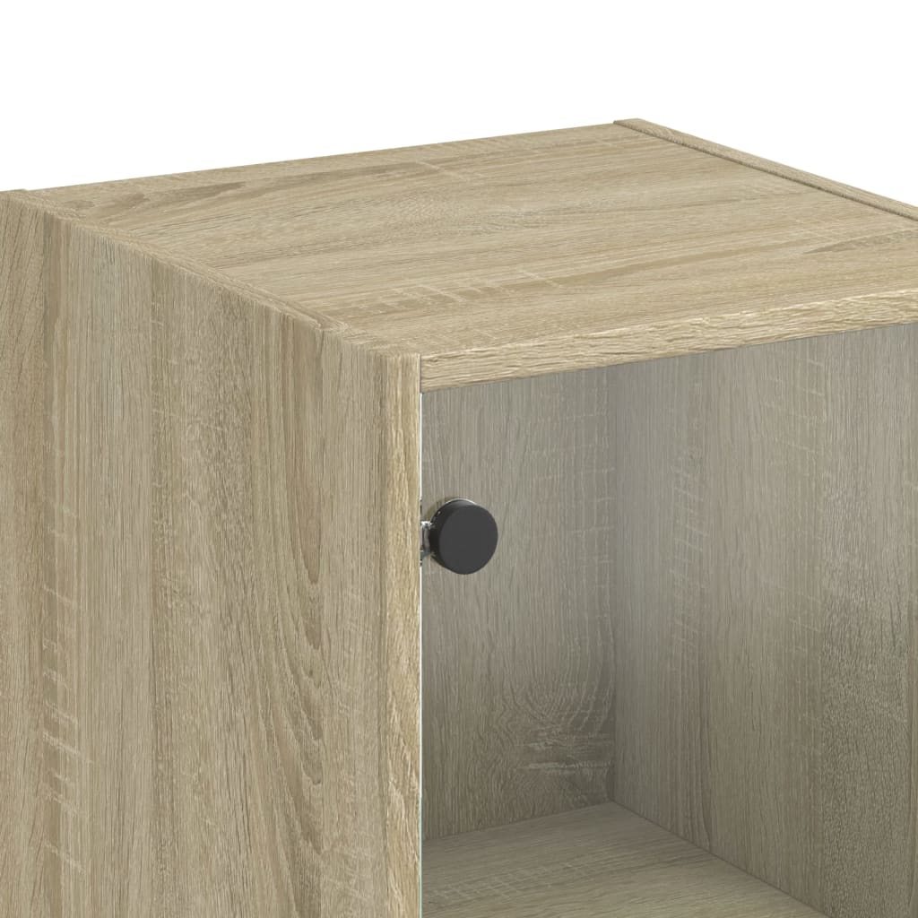 Highboard with Glass Doors Sonoma Oak 35x37x142 cm