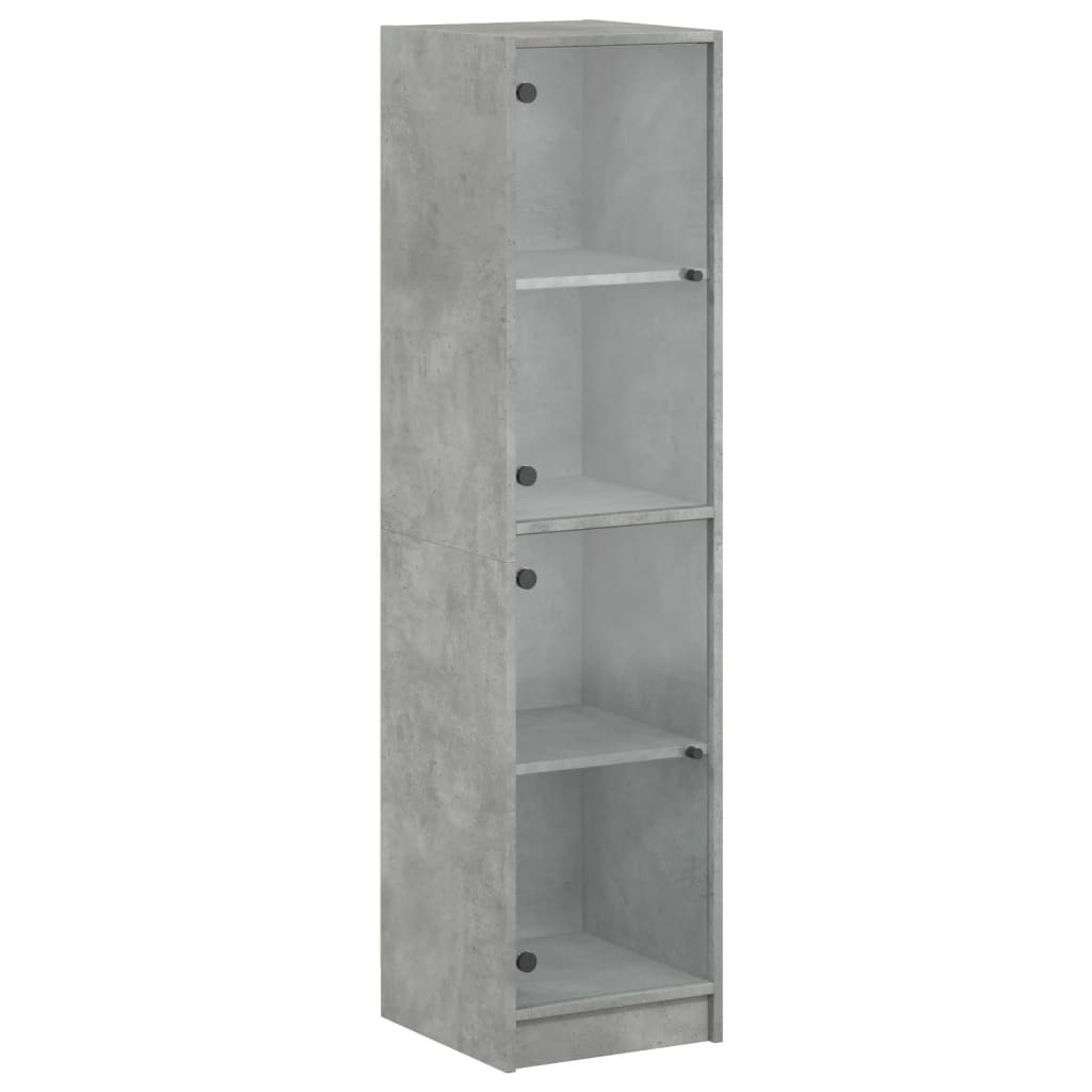 Highboard with Glass Doors Concrete Grey 35x37x142 cm