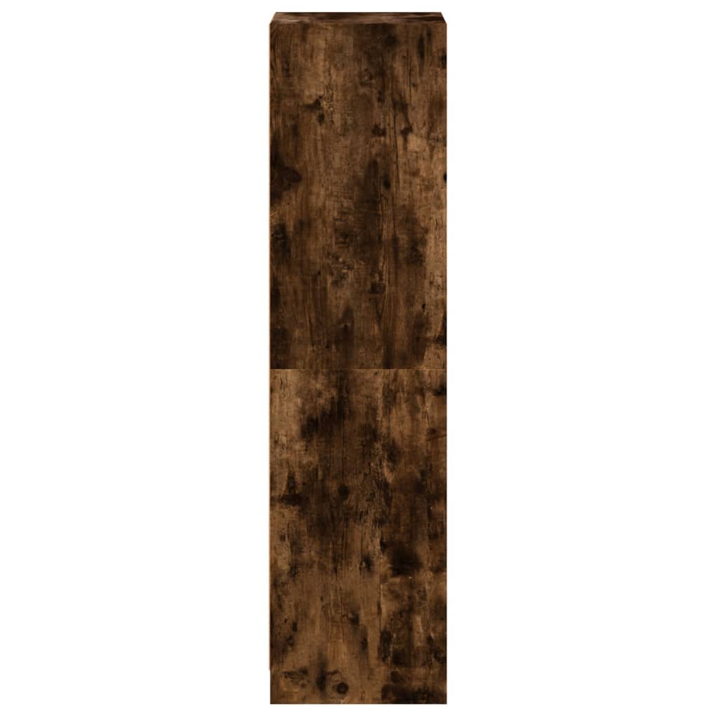 Highboard with Glass Doors Smoked Oak 35x37x142 cm