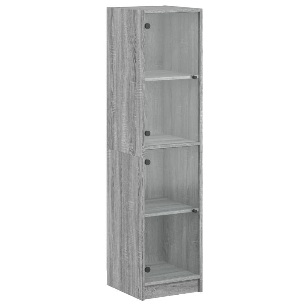 Highboard with Glass Doors Grey Sonoma 35x37x142 cm