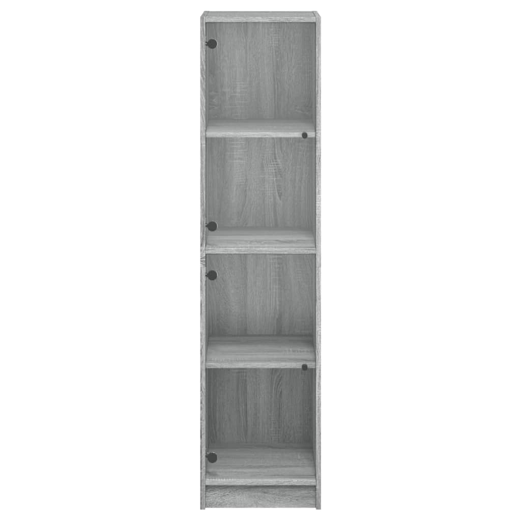 Highboard with Glass Doors Grey Sonoma 35x37x142 cm