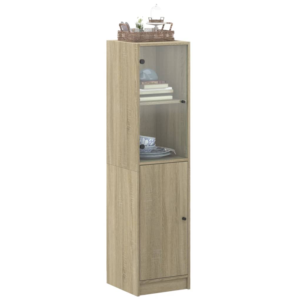 Highboard with Glass Door Sonoma Oak 35x37x142 cm