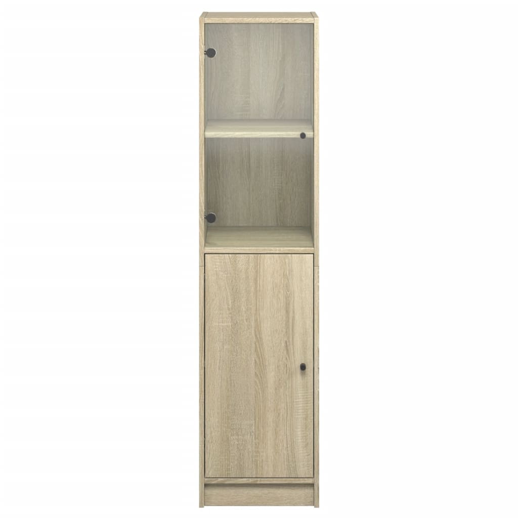 Highboard with Glass Door Sonoma Oak 35x37x142 cm