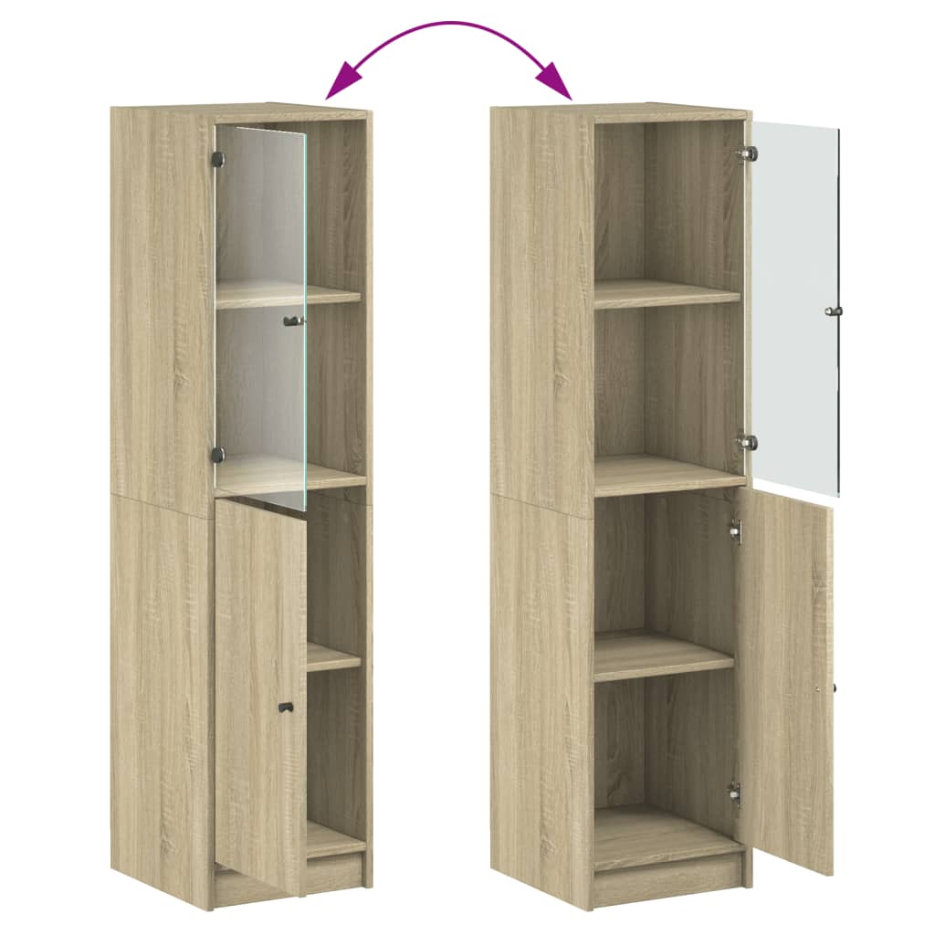 Highboard with Glass Door Sonoma Oak 35x37x142 cm