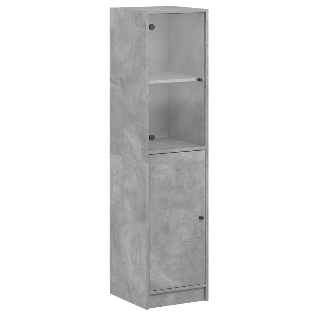 Highboard with Glass Door Concrete Grey 35x37x142 cm