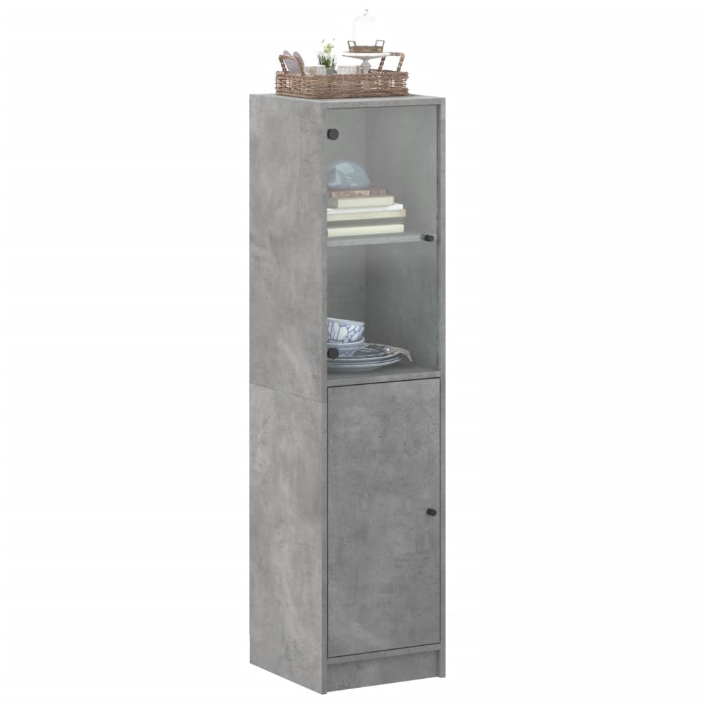 Highboard with Glass Door Concrete Grey 35x37x142 cm