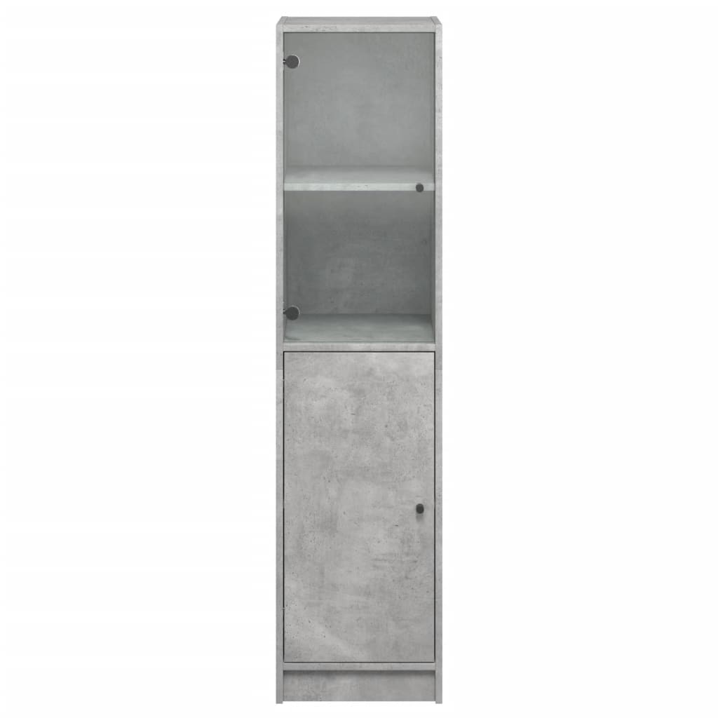 Highboard with Glass Door Concrete Grey 35x37x142 cm