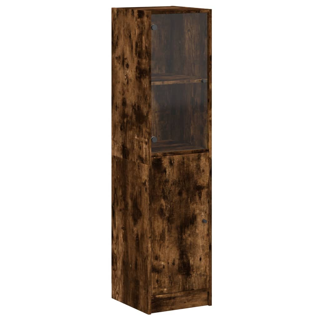 Highboard with Glass Door Smoked Oak 35x37x142 cm