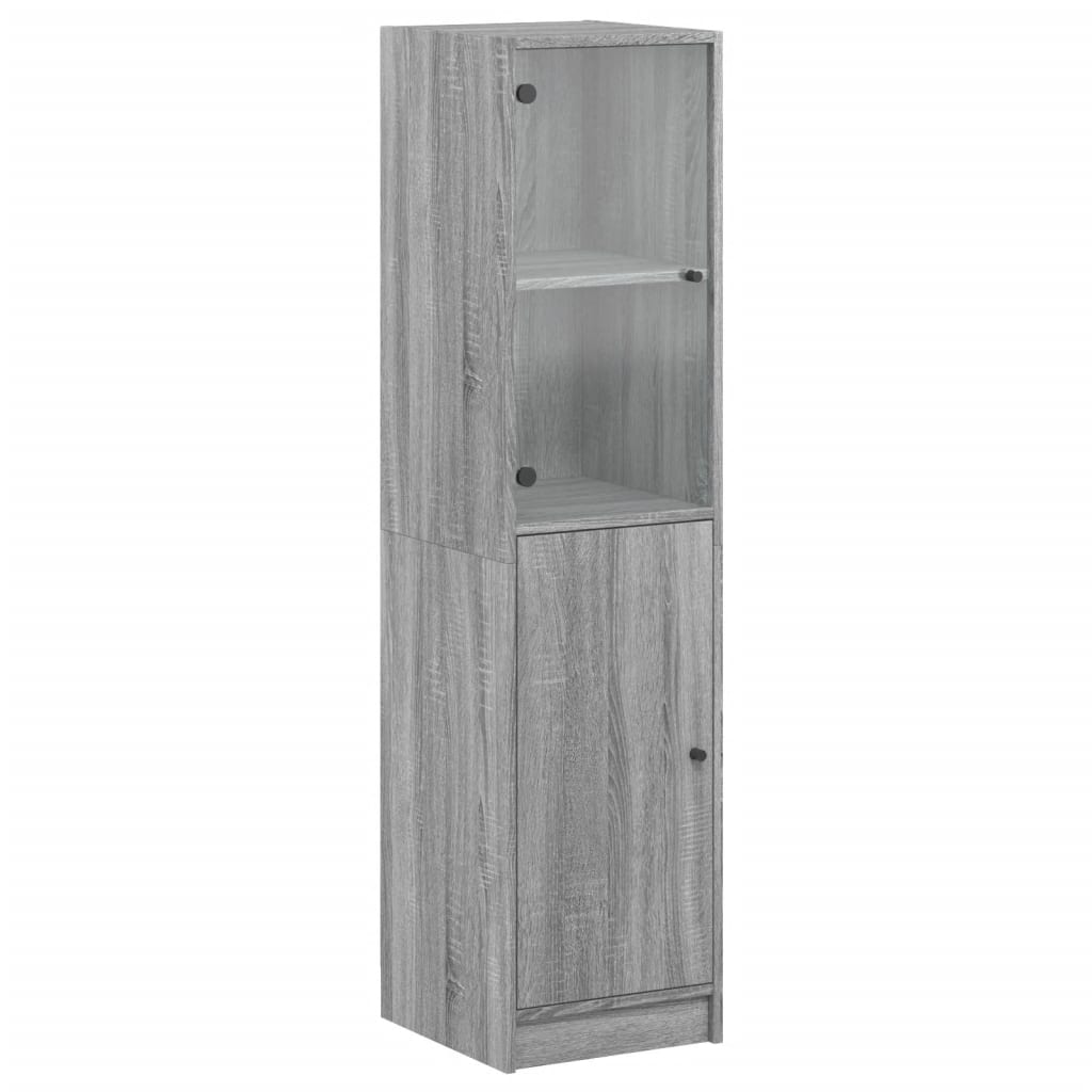 Highboard with Glass Door Grey Sonoma 35x37x142 cm