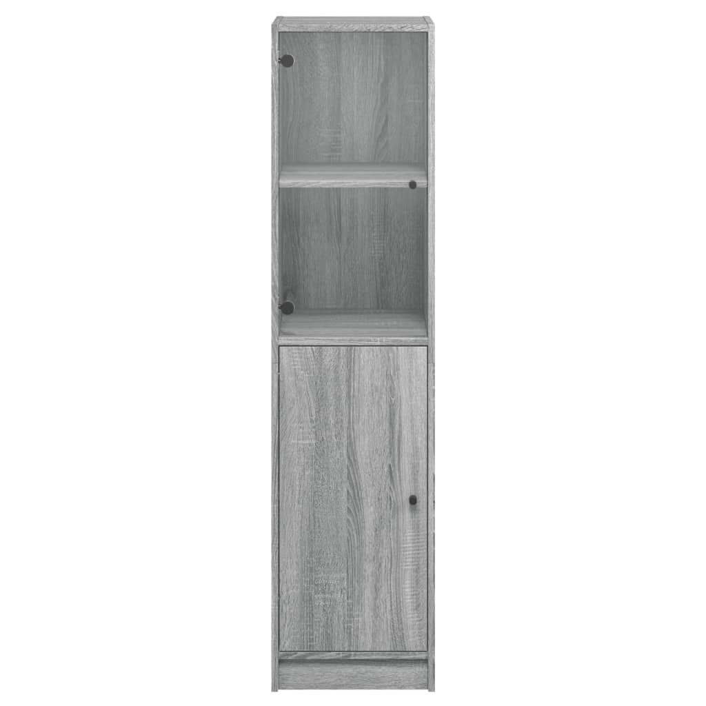 Highboard with Glass Door Grey Sonoma 35x37x142 cm