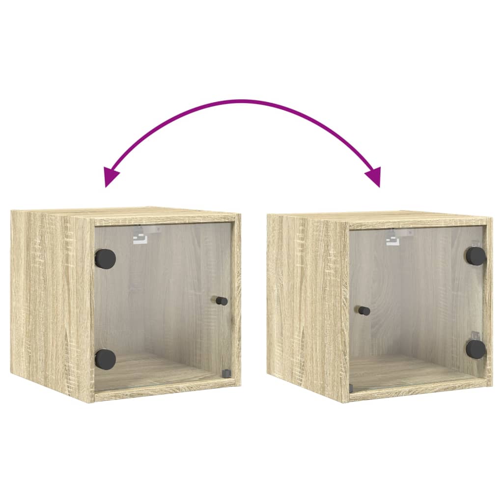 Bedside Cabinet with Glass Door Sonoma Oak 35x37x35 cm