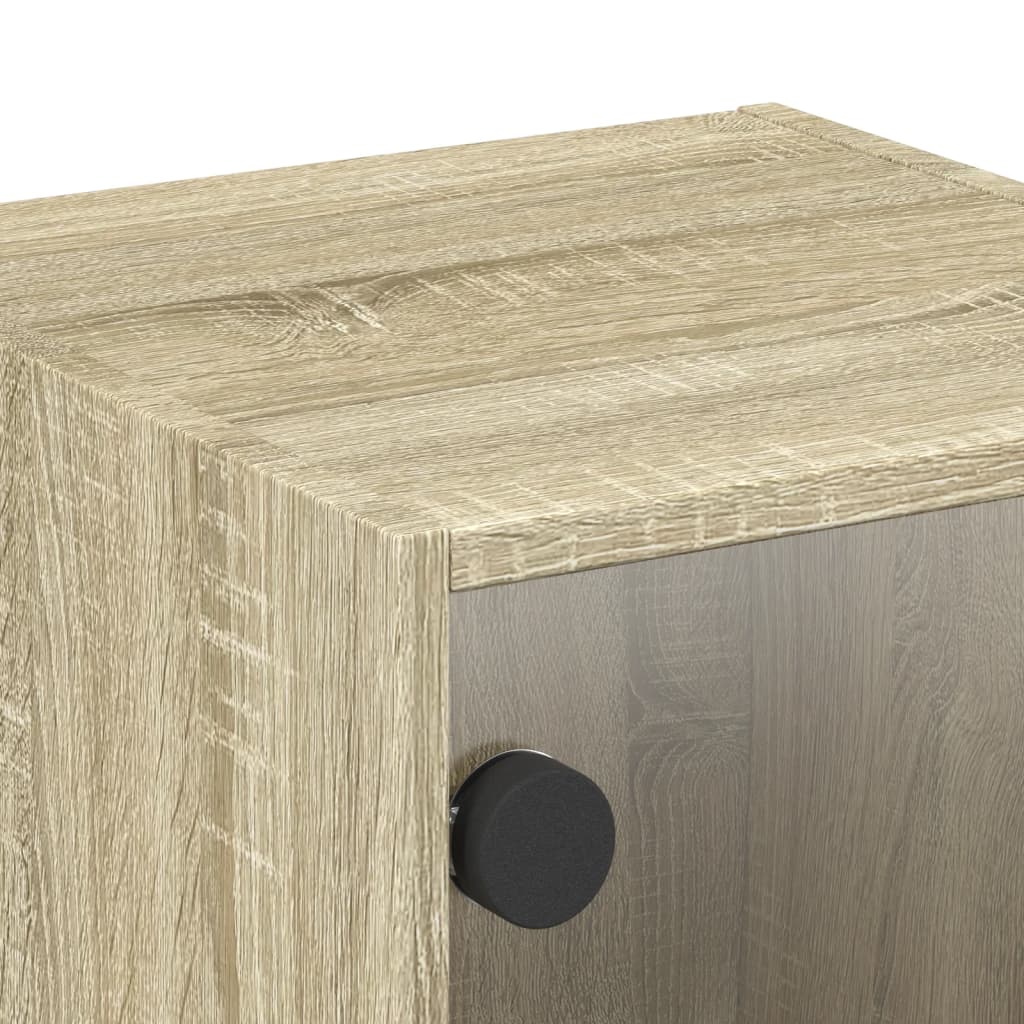 Bedside Cabinet with Glass Door Sonoma Oak 35x37x35 cm