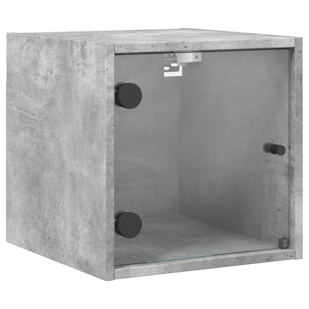 Bedside Cabinet with Glass Door Concrete Grey 35x37x35 cm