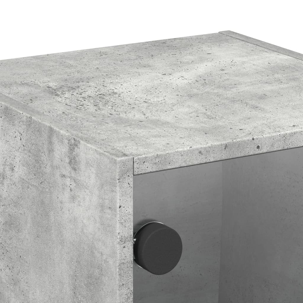 Bedside Cabinet with Glass Door Concrete Grey 35x37x35 cm