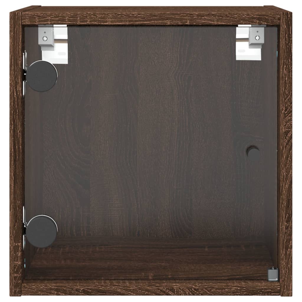 Bedside Cabinet with Glass Door Brown Oak 35x37x35 cm