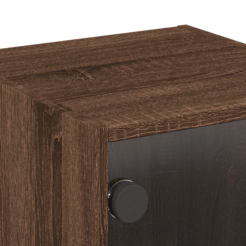 Bedside Cabinets with Glass Doors 2 pcs Brown Oak 35x37x35 cm
