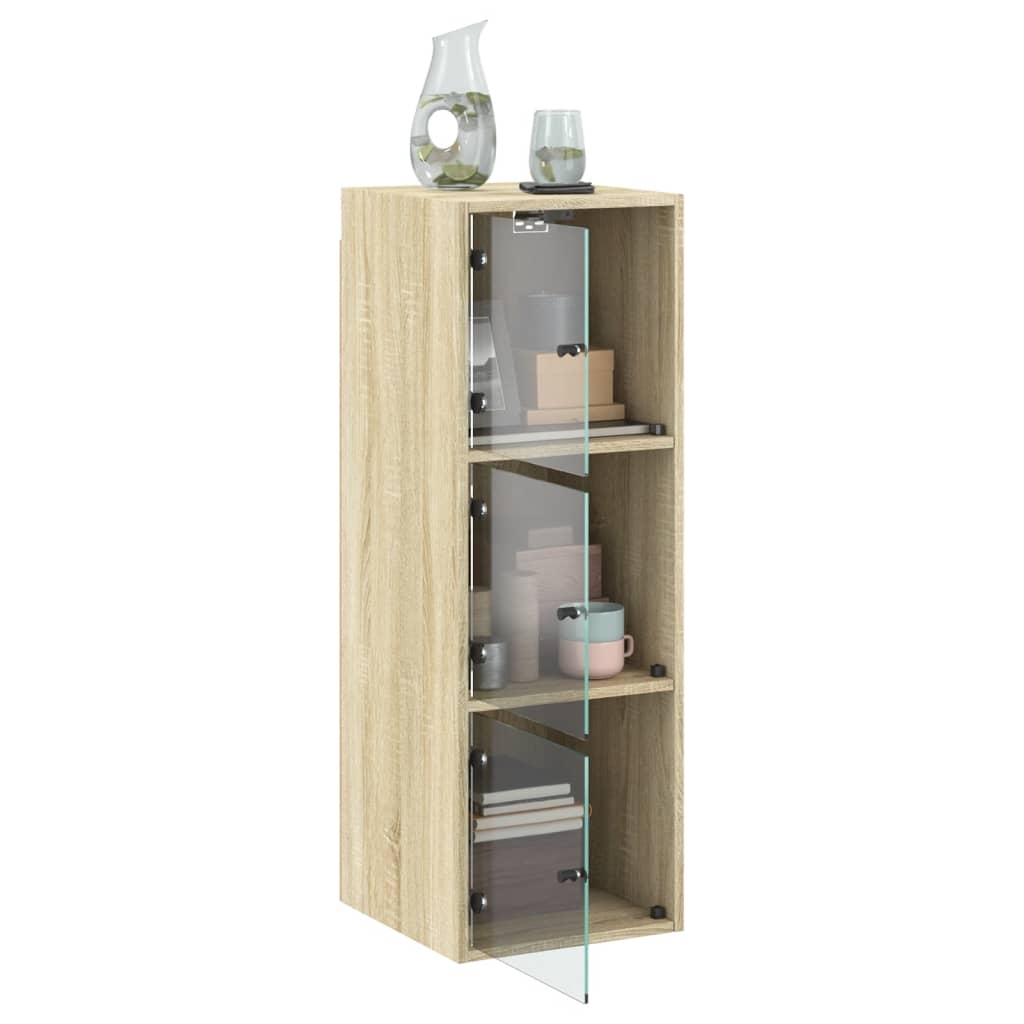 Wall Cabinet with Glass Doors Sonoma Oak 35x37x100 cm